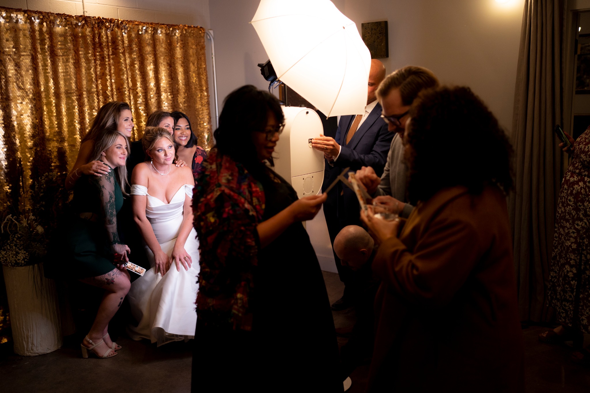 Guests enjoying an elegant wedding photo experience